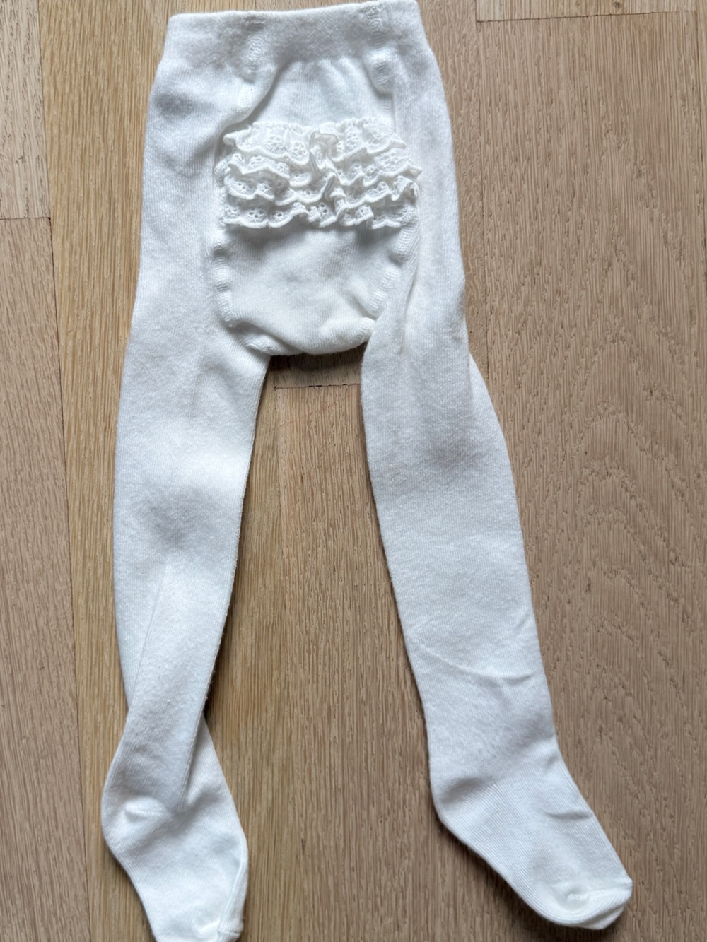 Janie and Jack White Ruffle Tights 6-12M